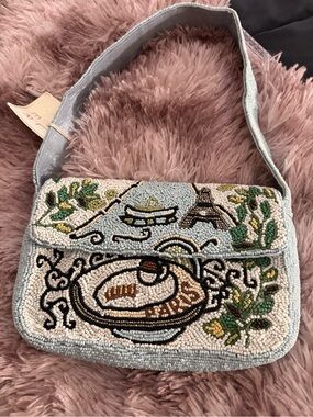 Sol and Mer Paris Themed Hand-Beaded Shoulder Bag